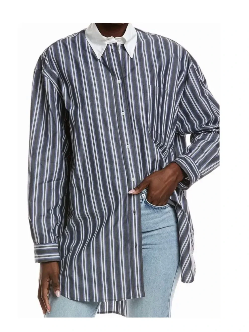 Sandro Oversized striped shirt. Size 3 = French 40 / US 8. MSRP $340 - Picture 6 of 17